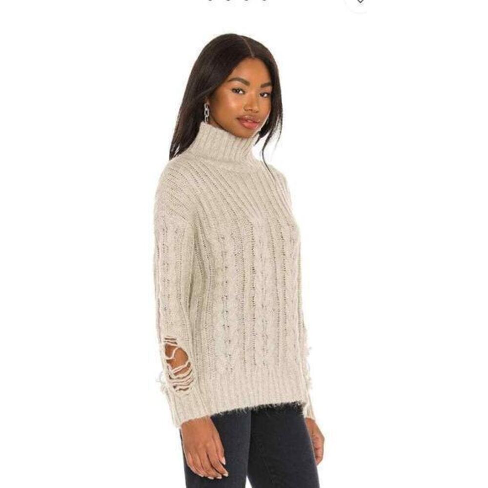 NEW Revolve SUPERDOWN Corbin Distressed Sweater Top Gray XS‎ Destructed Ripped